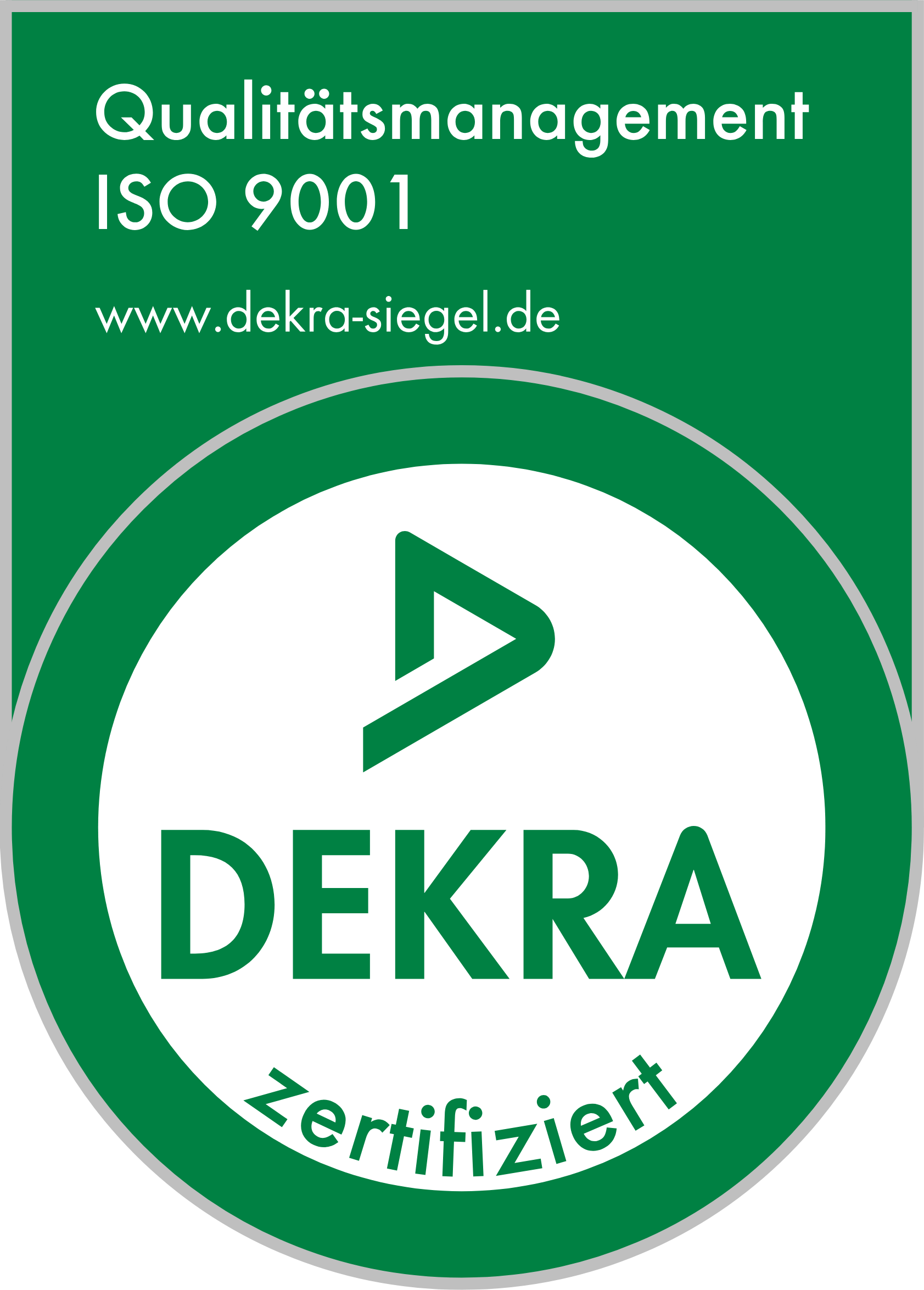DEKRA Siegel – Qualitätsmanagement ISO 9001 zertifiziert